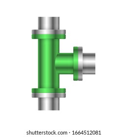 Pipe icon and flange fitting for pipeline connection with valve and other pipe. Using for transportation liquid or gas i.e. crude, oil, natural gas, sewage, wastewater. Also for plumbing, irrigation.