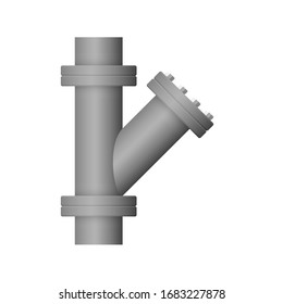 Pipe icon and flange fitting for pipeline connection with valve and other pipe. Using for transportation liquid or gas i.e. crude, oil, natural gas, sewage, wastewater. Also for plumbing, irrigation.