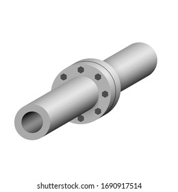 Icono vectorial del conector del tubo de acero 
 diseño aislado en fondo blanco.