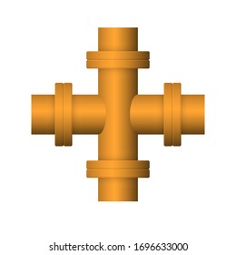 Pipe icon and flange fitting for pipeline connection with valve and other pipe. Using for transportation liquid or gas i.e. crude, oil, natural gas, sewage, wastewater. Also for plumbing, irrigation.