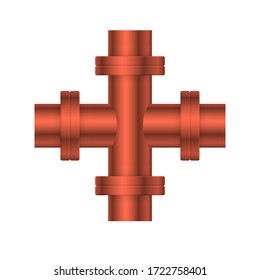 Pipe icon and flange fitting for pipeline connection with valve and other pipe. Using for transportation liquid or gas i.e. crude, oil, natural gas, sewage, wastewater. Also for plumbing, irrigation.