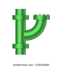 Pipe icon and flange fitting for pipeline connection with valve and other pipe. Using for transportation liquid or gas i.e. crude, oil, natural gas, sewage, wastewater. Also for plumbing, irrigation.