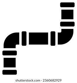 pipe icon in glyph style isolated on white background. Construction tools, vector illustration for graphic design projects