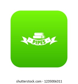 Pipe icon green vector isolated on white background
