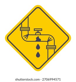 A pipe icon with a hole where water flows. Flat illustration