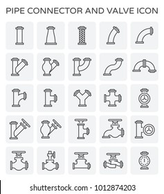 Pipe icon. Include pipe flanged, flexible metal, valve, pressure gauge and meter. For pipeline construction to transport fluid and gas i.e. crude, oil, natural gas, gasoline, sewage, wastewater etc. 