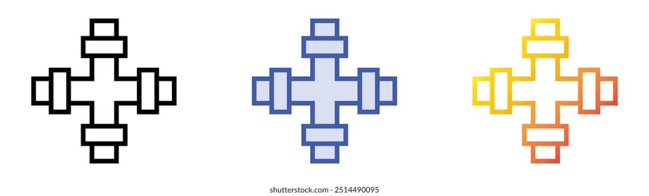 Pipe-Symbol Lineares, blaues Füllungs- und Farbverlauf-Design einzeln auf weißem Hintergrund