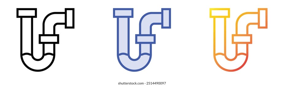 ícone de pipe. Design de estilo linear, preenchimento azul e gradiente isolado em plano de fundo branco