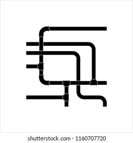Icono de tubería, trabajo de fontanería, gas, aire, agua, aceite, tubería líquida Ilustración de arte de vectores de tuberías
