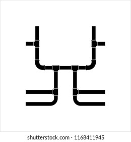 Pipe-Icon, Klempnerarbeiten, Gas, Luft, Wasser, Öl, Flüssig-Pipeline Vektorgrafik Illustration