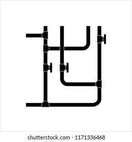 Pipe Icon, Plumbing Work, Gas,, Air, Water, Oil, Liquid Pipeline Vector Art Illustration