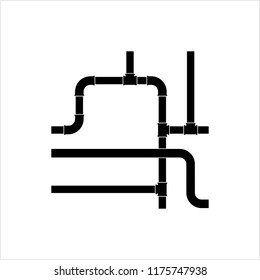Pipe Icon, Plumbing Work, Gas,, Air, Water, Oil, Liquid Pipeline Vector Art Illustration
