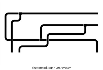 Pipe Icon, Plumbing Work, Gas,, Air, Water, Oil, Liquid Pipeline Vector Art Illustration