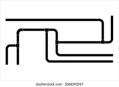 Pipe Icon, Plumbing Work, Gas,, Air, Water, Oil, Liquid Pipeline Vector Art Illustration