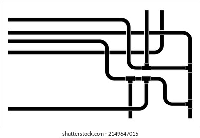 Pipe Icon, Plumbing Work, Gas,, Air, Water, Oil, Liquid Pipeline Vector Art Illustration