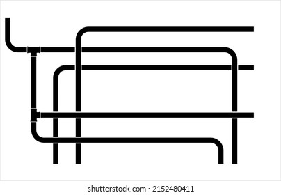 Pipe Icon, Plumbing Work, Gas,, Air, Water, Oil, Liquid Pipeline Vector Art Illustration