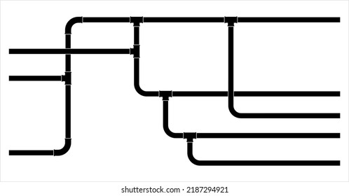 Pipe Icon, Plumbing Work, Gas,, Air, Water, Oil, Liquid Pipeline Vector Art Illustration