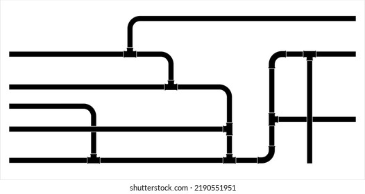 Pipe Icon, Plumbing Work, Gas,, Air, Water, Oil, Liquid Pipeline Vector Art Illustration