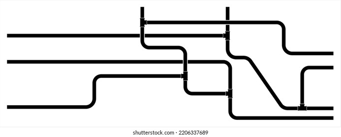 Pipe Icon, Plumbing Work, Gas,, Air, Water, Oil, Liquid Pipeline Vector Art Illustration