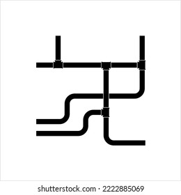 Pipe Icon, Plumbing Work, Gas,, Air, Water, Oil, Liquid Pipeline Vector Art Illustration