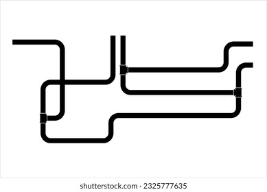 Pipe Icon, Plumbing Work, Gas,, Air, Water, Oil, Liquid Pipeline Vector Art Illustration