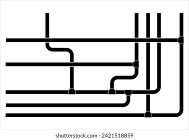 Pipe-Icon, Klempnerarbeiten, Gas, Luft, Wasser, Öl, Flüssig-Pipeline Vektorgrafik Illustration