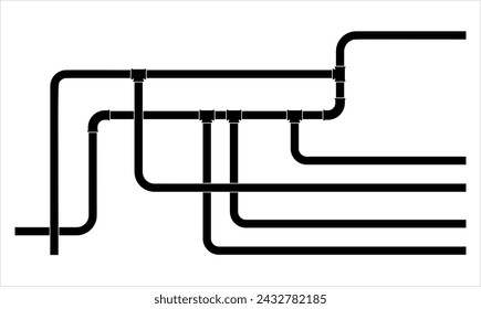 Icono de tubería, trabajo de fontanería, gas, aire, agua, petróleo, tubería líquida ilustración vectorial de arte