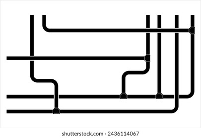 Pipe Icon, Plumbing Work, Gas,, Air, Water, Oil, Liquid Pipeline Vector Art Illustration