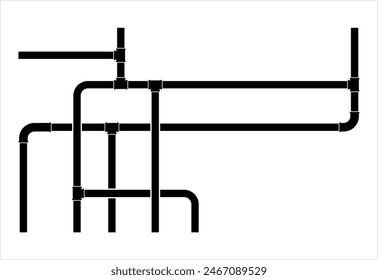 Pipe Icon, Plumbing Work, Gas,, Air, Water, Oil, Liquid Pipeline Vector Art Illustration