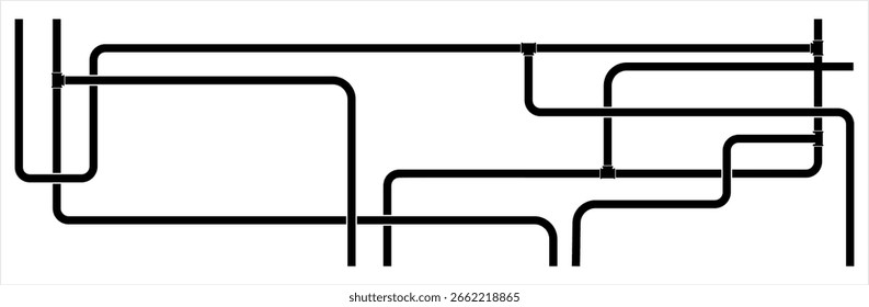 Icono de tubería, trabajo de fontanería, gas, aire, agua, aceite, Arte vectorial de tubería líquida Ilustración