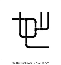 Pipe Icon, Plumbing Work, Gas,, Air, Water, Oil, Liquid Pipeline Vector Art Illustration