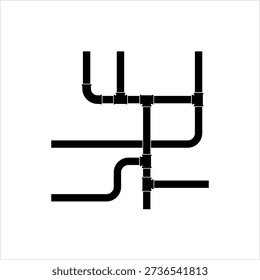 Pipe Icon, Plumbing Work, Gas,, Air, Water, Oil, Liquid Pipeline Vector Art Illustration