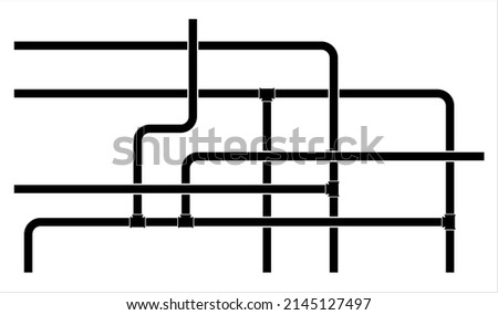 Pipe Icon, Plumbing Work, Gas,, Air, Water, Oil, Liquid Pipeline Vector Art Illustration