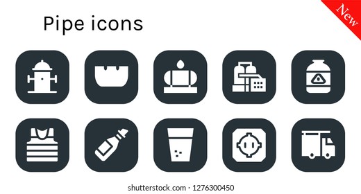 pipe icon set. 10 filled pipe icons. Simple modern icons about  - Hydrant, Ashtray, Water tank, Factory, Gas, Sailor, Oil, Water, Dohyo, Plumber