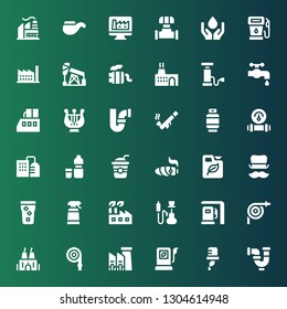 pipe icon set. Collection of 36 filled pipe icons included Pipe, Water, Fuel, Factory, Hose, Gas station, Hookah, Desinfectant, Top hat, Cigar, Straw, Manometer, Gas, Harp, Water tap