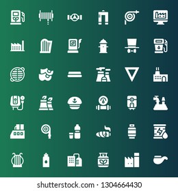 pipe icon set. Collection of 36 filled pipe icons included Pipe, Factory, Gas, Water, Harp, Oil, Cigar, Hose, Water heater, Manometer, Sailor, Nuclear plant, Clogs, Grate, Costume