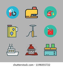 pipe icon set. vector set about air pump, factory, drilling and oil platform icons set.