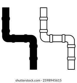 pipe icon, simple flat style, logo template sign symbol vector illustration pictogram, for ui or ux isolated on white for mobile app, editable