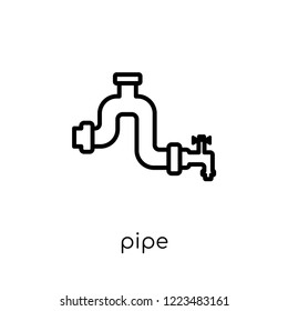 Pipe icon. Trendy modern flat linear vector Pipe icon on white background from thin line Construction collection, editable outline stroke vector illustration