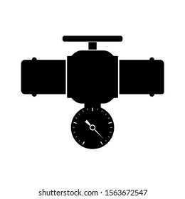 Pipe icon. Pipe with valve and meter. Barometer, Thermometer, Pressure gauge