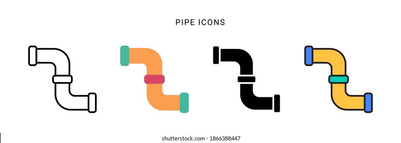 pipe icon vector with different style design. isolated on white background