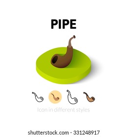 Pipe icon, vector symbol in flat, outline and isometric style