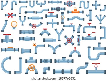 Pipe icons set. Cartoon set of pipe vector icons for web design