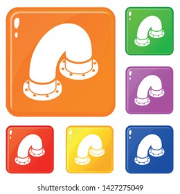 Pipe icons set collection vector 6 color isolated on white background