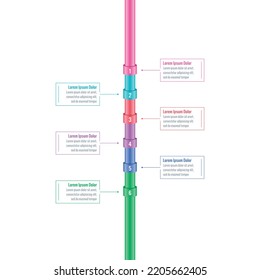 pipe infographic template. six options infographic template. internet, magazine, business, annual report information template. infographic for the world of science, education