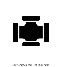 Pipe Joint Icon Flat Black Solid Clean Outline