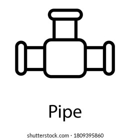 pipe joint line icon, black out line vector design
