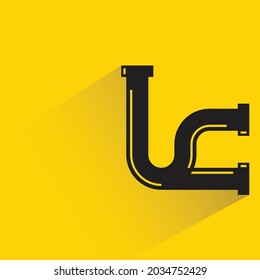 pipe joint and pipeline with shadown on yellow background