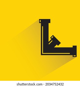 pipe joint and pipeline with shadown on yellow background