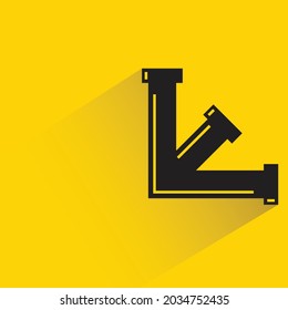 pipe joint and pipeline with shadown on yellow background